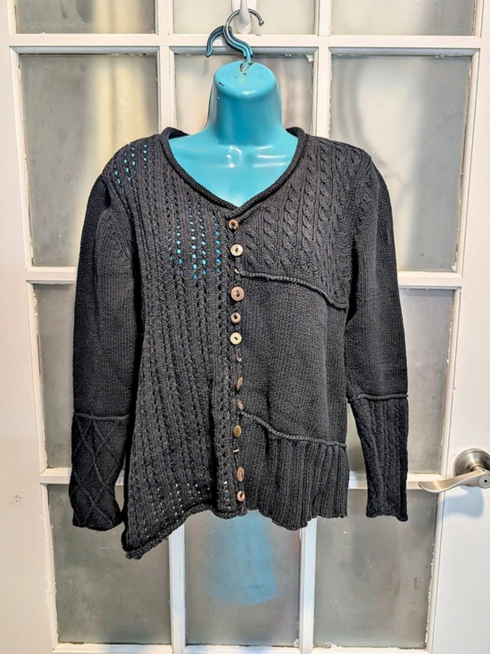 Pure Handknit Cotton Knit Sweater Size M/L